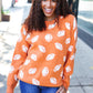 Game Day Orange Football Print Jacquard Knit Sweater