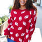 Game Day Red Football Print Jacquard Knit Sweater