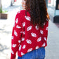 Game Day Red Football Print Jacquard Knit Sweater