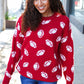 Game Day Red Football Print Jacquard Knit Sweater