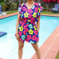 Feeling Bold Navy & Fuchsia Flat Floral Smocked Waist Flutter Sleeve Romper