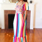 Feeling Bold Fuchsia & Teal Striped Medallion Crochet Print Dress