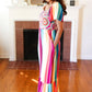 Feeling Bold Fuchsia & Teal Striped Medallion Crochet Print Dress