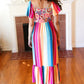 Feeling Bold Fuchsia & Teal Striped Medallion Crochet Print Dress