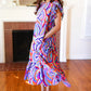 Feel Your Best Purple Abstract Print Smocked Ruffle Sleeve Maxi Dress