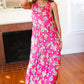 Pink Floral Print Fit and Flare Sleeveless Maxi Dress