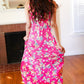 Pink Floral Print Fit and Flare Sleeveless Maxi Dress