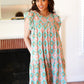 Mint Geo Boho Print Yoke Poplin Woven Dress