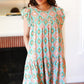 Mint Geo Boho Print Yoke Poplin Woven Dress