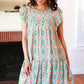 Mint Geo Boho Print Yoke Poplin Woven Dress