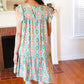 Mint Geo Boho Print Yoke Poplin Woven Dress