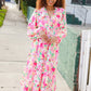 Beautiful You Frill V-Neck Shirred Waist Floral Maxi Dress