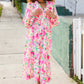 Beautiful You Frill V-Neck Shirred Waist Floral Maxi Dress