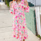 Beautiful You Frill V-Neck Shirred Waist Floral Maxi Dress