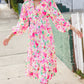 Beautiful You Frill V-Neck Shirred Waist Floral Maxi Dress