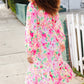 Beautiful You Frill V-Neck Shirred Waist Floral Maxi Dress