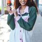 Pretty In Pink & Olive Color Block Button Down Ribbed Shacket