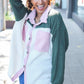 Pretty In Pink & Olive Color Block Button Down Ribbed Shacket