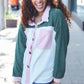 Pretty In Pink & Olive Color Block Button Down Ribbed Shacket