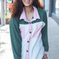 Pretty In Pink & Olive Color Block Button Down Ribbed Shacket