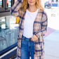 Casual Living Taupe & Charcoal Plaid Hacci Open Cardigan