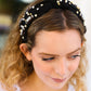 Black Stone & Gem Football Embellished Top Knot Headband