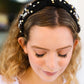 Black Stone & Gem Football Embellished Top Knot Headband