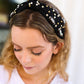 Black Stone & Gem Football Embellished Top Knot Headband