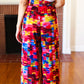 Vacay Vibes Kaleidoscope Smocked Waist Side Slit Palazzo Pants