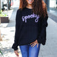 Get Your Spooky On Black Embroidered Chunky Sweater