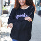 Get Your Spooky On Black Embroidered Chunky Sweater