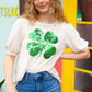 Saint Patty Sequin Clover French Terry Puff Sleeve Top