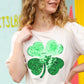 Saint Patty Sequin Clover French Terry Puff Sleeve Top