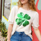 Saint Patty Sequin Clover French Terry Puff Sleeve Top