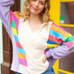 Feeling Bold Lilac Multicolor Stripe Collared V Neck Pullover