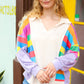 Feeling Bold Lilac Multicolor Stripe Collared V Neck Pullover