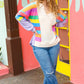 Feeling Bold Lilac Multicolor Stripe Collared V Neck Pullover