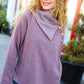 Tried And True Mauve Cowl Neck Button Detail Sweater