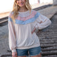 Taupe & Sky Blue Thermal Knit Out Seam Stitch Pullover