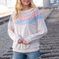 Taupe & Sky Blue Thermal Knit Out Seam Stitch Pullover