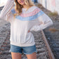 Taupe & Sky Blue Thermal Knit Out Seam Stitch Pullover