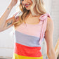 Pink/Lavender Waffle Thermal Color Block Slim Fit Top