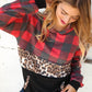 Plaid & Leopard Print Color Block Hoodie