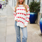 Be Mine White Jacquard Heart Stripe Pullover Sweater