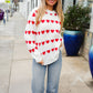 Be Mine White Jacquard Heart Stripe Pullover Sweater