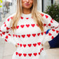 Be Mine White Jacquard Heart Stripe Pullover Sweater