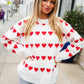 Be Mine White Jacquard Heart Stripe Pullover Sweater