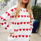 Be Mine White Jacquard Heart Stripe Pullover Sweater