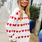 Be Mine White Jacquard Heart Stripe Pullover Sweater