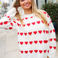 Be Mine White Jacquard Heart Stripe Pullover Sweater